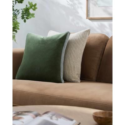 Tamir 18" Square Modern Cotton Lunar Green/Medium Gray/Taupe/Slate Blue/Gray Throw Pillow - Boutique Rugs