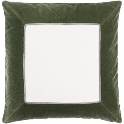 Rahiq 18" Square Modern Cotton Off White/Lunar Green/Light Silver Throw Pillow - Boutique Rugs