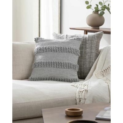 Lilia 20" Square Modern Light Gray/Sterling Gray/Off White Outdoor Throw Pillow - Boutique Rugs