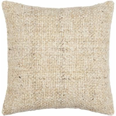Shana 18" Square Cottage Wool Beige/Tan Throw Pillow - Boutique Rugs