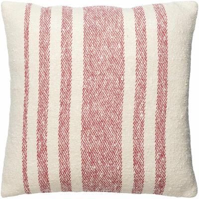 Sadie 20" Square Cottage Cotton Pearl/Brick Red/Dark Pink/Tan Throw Pillow - Boutique Rugs
