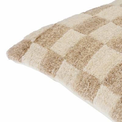 Nogah 20" Square Modern Wool Ivory/Black/Tan Throw Pillow - Boutique Rugs