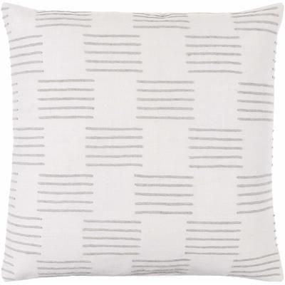 Kanha 20" Square Cottage Cotton Off White/Light Silver/Pale Slate Throw Pillow - Boutique Rugs