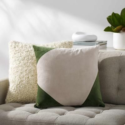Kirra 18" Square Modern Cotton Lime Green/Peach Throw Pillow - Boutique Rugs