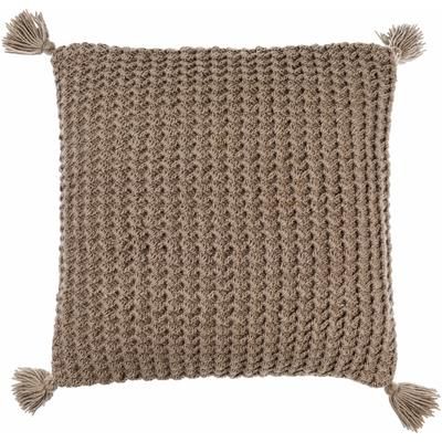 Litzy 18" Square Cottage Wool Light Gray/Gray/Dark Purple/Tan/Dark Red Throw Pillow - Boutique Rugs