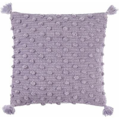 Lilka 18" Square Cottage Wool Light Silver/Metallic Silver/Medium Gray/Light Purple Throw Pillow - Boutique Rugs