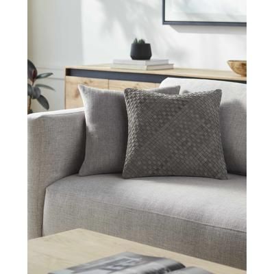 Katsu 20" Square Cottage Metallic Silver/Ash/Off White Throw Pillow - Boutique Rugs