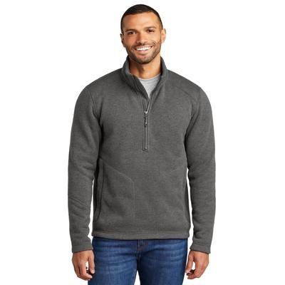 Port Authority F426 Arc Sweater Fleece 1/4-Zip in Grey Smoke Heather size XS | Polyester