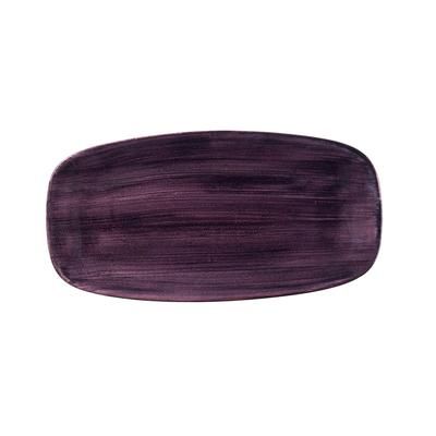 Churchill PADPXO111 11 3/4" x 6" Oblong Stonecast Patina Rolled Edge Chefs' Plate No. 3 - Ceramic Deep Purple, Case of 12