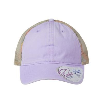 Infinity Her TESS Women's Washed Mesh-Back Cap in Lavender/Stripes size Adjustable | Cotton