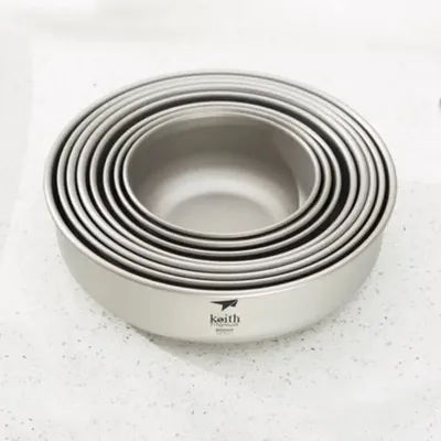 Keith Titanium Bowls Sets Outdoor Camping Picnic Tableware Ultralight Portable Camping Hiking Bowl 220ml - 900ml