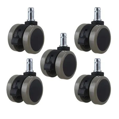 5Pcs Office Chair Swivel Casters 2" Furniture Wheels Grip Ring Stem with Brake for Sofa Bed Goods Shelf Storage Rack