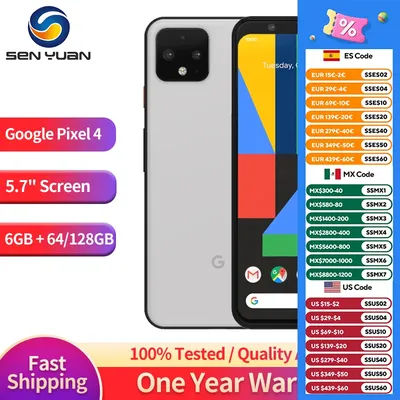 Google Pixel 4 4G Original LTE Mobile Phone 5.7" 6GB RAM 64GB/128GB ROM NFC CellPhone 12MP+16MP Octa Core Android SmartPhone