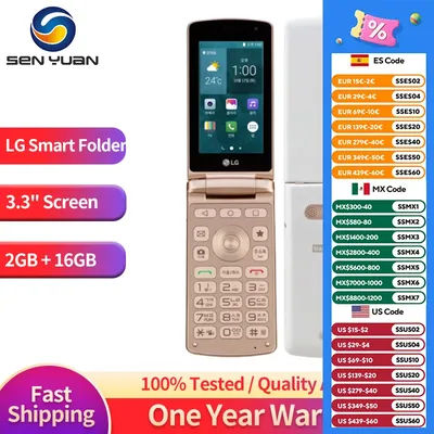 Original LG Smart Folder 4G LTE Mobile Phone Unlocked LG X100 3.3'' 2GB RAM 16GB ROM 4.9MP Camera FM Radio Android SmartPhone