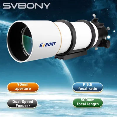Svbony SV48P OTA Astronomical Telescope Dual Speed Focuser, 90mm Aperture, F5.5 Refractor for Deep Sky Astrophotography