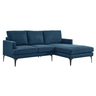 Evermore Right-Facing Upholstered Fabric Sectional Sofa - East End Imports EEI-6012-AZU