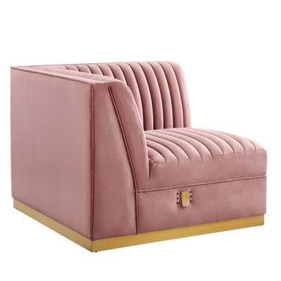 Sanguine Channel Tufted Performance Velvet Modular Sectional Sofa Left Corner Chair - East End Imports EEI-6034-DUS