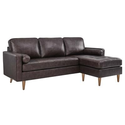 "Valour 78" Leather Apartment Sectional Sofa - East End Imports EEI-5872-BRN"