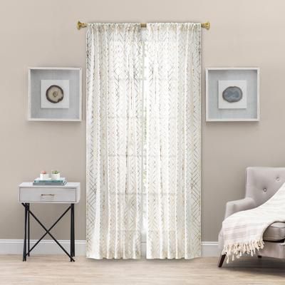 Wide Width Deco Tailored Panel by Ellis Curtains in Gold (Size 48" W 84" L)