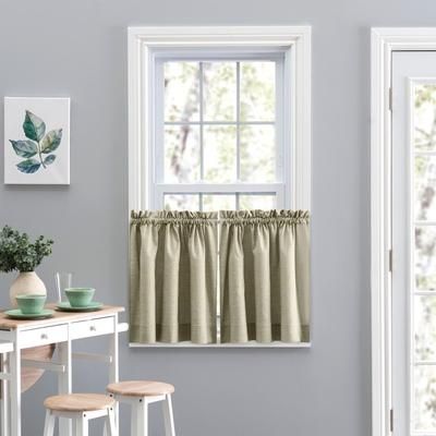 Wide Width Lisa Solidtextured Tailored Tiers by Ellis Curtains in Mist (Size 56" W 24" L)
