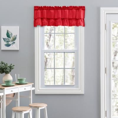 Stacey Curtain Ruffled Filler Valance by Ellis Curtains in Red