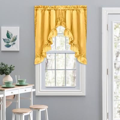 Stacey Curtain Ruffled Swag by Ellis Curtains in Yellow