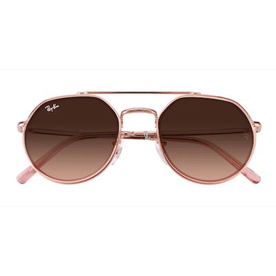 Female s aviator Copper Clear Pink Metal Prescription sunglasses - Eyebuydirect s Ray-Ban RB3765