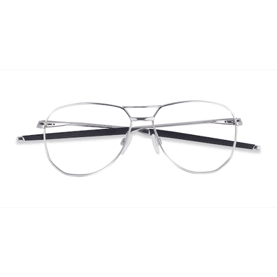 Unisex s aviator Polished Chrome Titanium Prescription eyeglasses - Eyebuydirect s Oakley Contrail Ti Rx