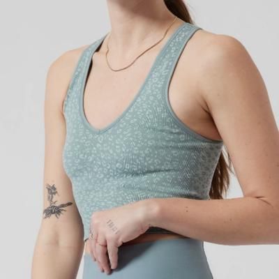 Athleta Tops | Athleta Blue Cheetah Print Aurora Seamless Crop Rib Tank | Color: Blue/Green | Size: Xl