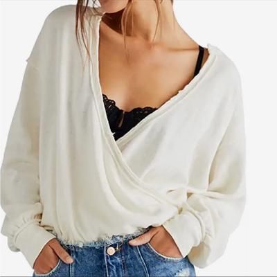 Free People Tops | Free People Anyway Draped Front Long Sleeve In Gardenia. Nwt! Sz S | Color: Cream/White | Size: S