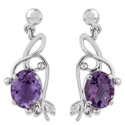 Jungle Orchid,'Handcrafted 8 Carat Amethyst Earrings'