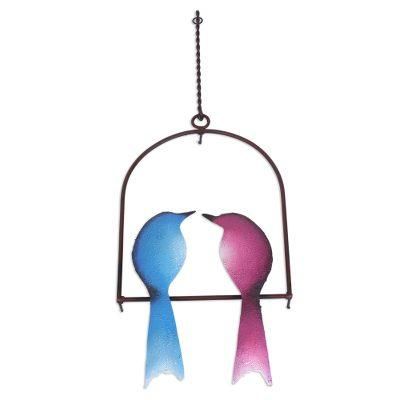 Romantic Birds,'Steel Wall Sculpture of Two Birds from Mexico'