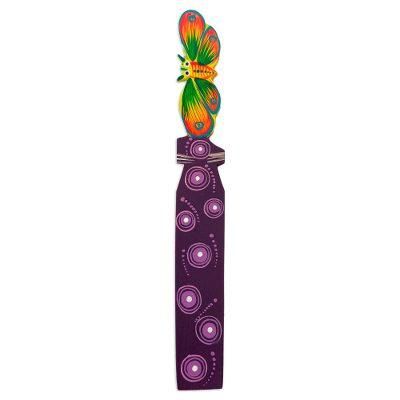 Reading Butterfly,'Mexican Artisan Painted Butterfly Copal Wood Bookmark'
