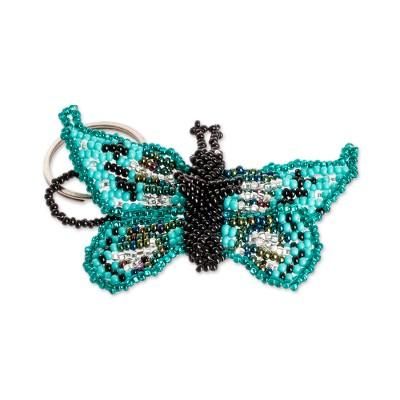 Vital Hopes,'Handcrafted Green and Black Glass Beaded Butterfly Keychain'
