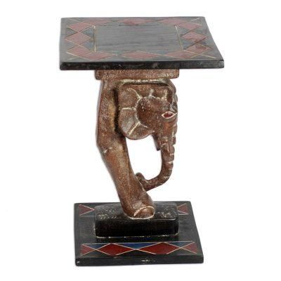 Elephant Step,'Cedar Wood Elephant Accent Table Crafted in Ghana'