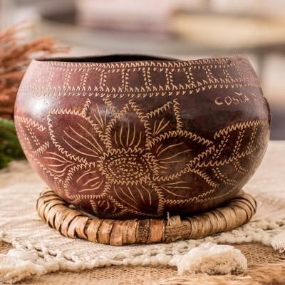 Floral Essence,'Hand-Carved Floral Dried Gourd Decorative Accent'