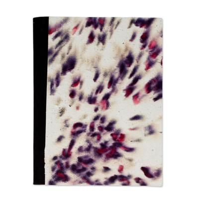 Abstract Petals,'Fuchsia and Purple Recycled Paper Journal with Black Suede'