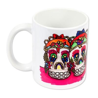 Mexican Sugar Skulls,'Day of the Dead Sugar Skull Ceramic Art Mug'