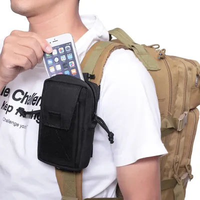 Sac à dos Molle avec sangle, support pour téléphone, Sports de plein air, accessoires de course, chasse, outil EDC, pochette de taille