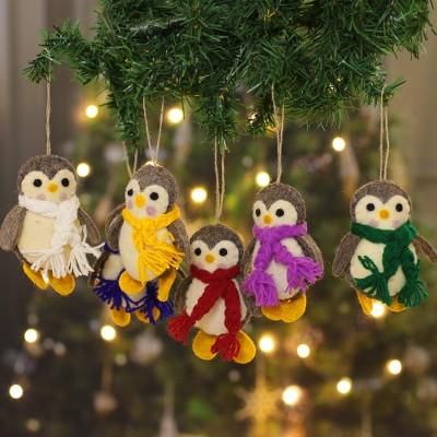 Playful Penguins,'Set of 6 Handcrafted Christmas Wool Felt Penguin Ornaments'
