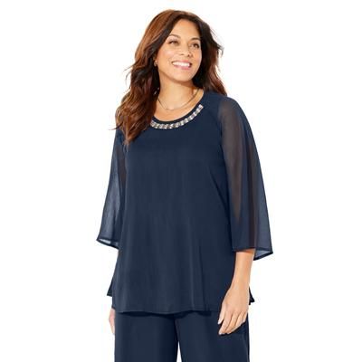 Plus Size Women's Dazzling Blouse by Catherines in Navy (Size 2XWP)