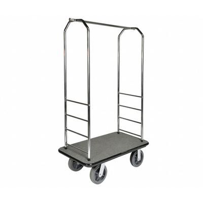 CSL 2000GY-040 GRY Luggage Cart w/ Carpeted Deck - 43"L x 23"W x 72 1/2"H, Chrome, Silver