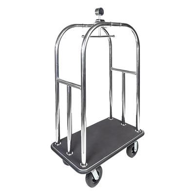 CSL 3799BK-010-BLK Luggage Cart w/ Carpeted Deck - 44"L x 24"W x 75"H, Stainless Steel