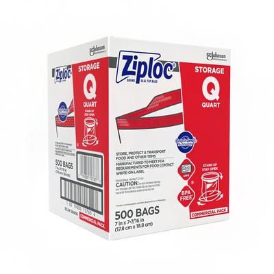 SC Johnson 364899 Ziploc Zipper Seal Top Bag - 7"L x 7 7/16"W, Clear, Case of 500