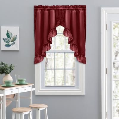 Stacey Curtain Ruffled Swag by Ellis Curtains in Merlot