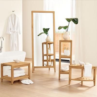 Miro Teak Bath Furniture Collection - Corner Shower Seat - Frontgate