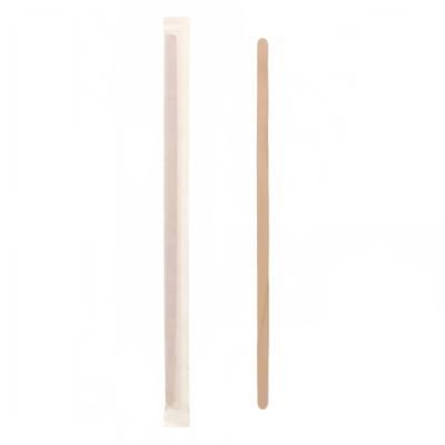 AmerCareRoyal R825W 7 1/2" Wrapped Coffee Stirrers w/ Round Ends, Birch Wood, Flat Form/Rounded Ends, Beige, Case of 5000
