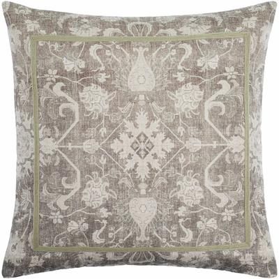 Raith 22" Square Traditional Beige/Light Sage Throw Pillow - Boutique Rugs