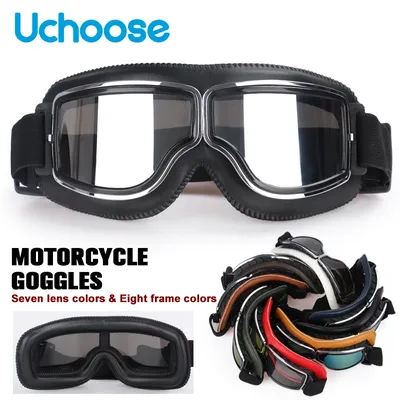 Occhiali da casco da motociclista antivento Occhiali di sicurezza in pelle protettivi antiriflesso Motocross Cross-country Steampunk Occhiali facili da trasportare
