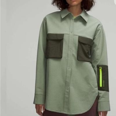 Lululemon Athletica Tops | Lululemon Fleece Hiking Shirt | Color: Green | Size: 10